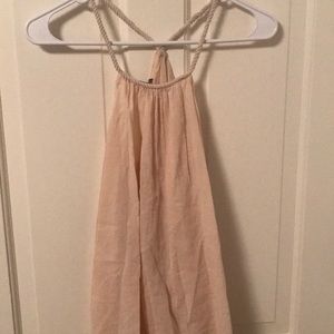 High Neckline Flowy Cream Tank